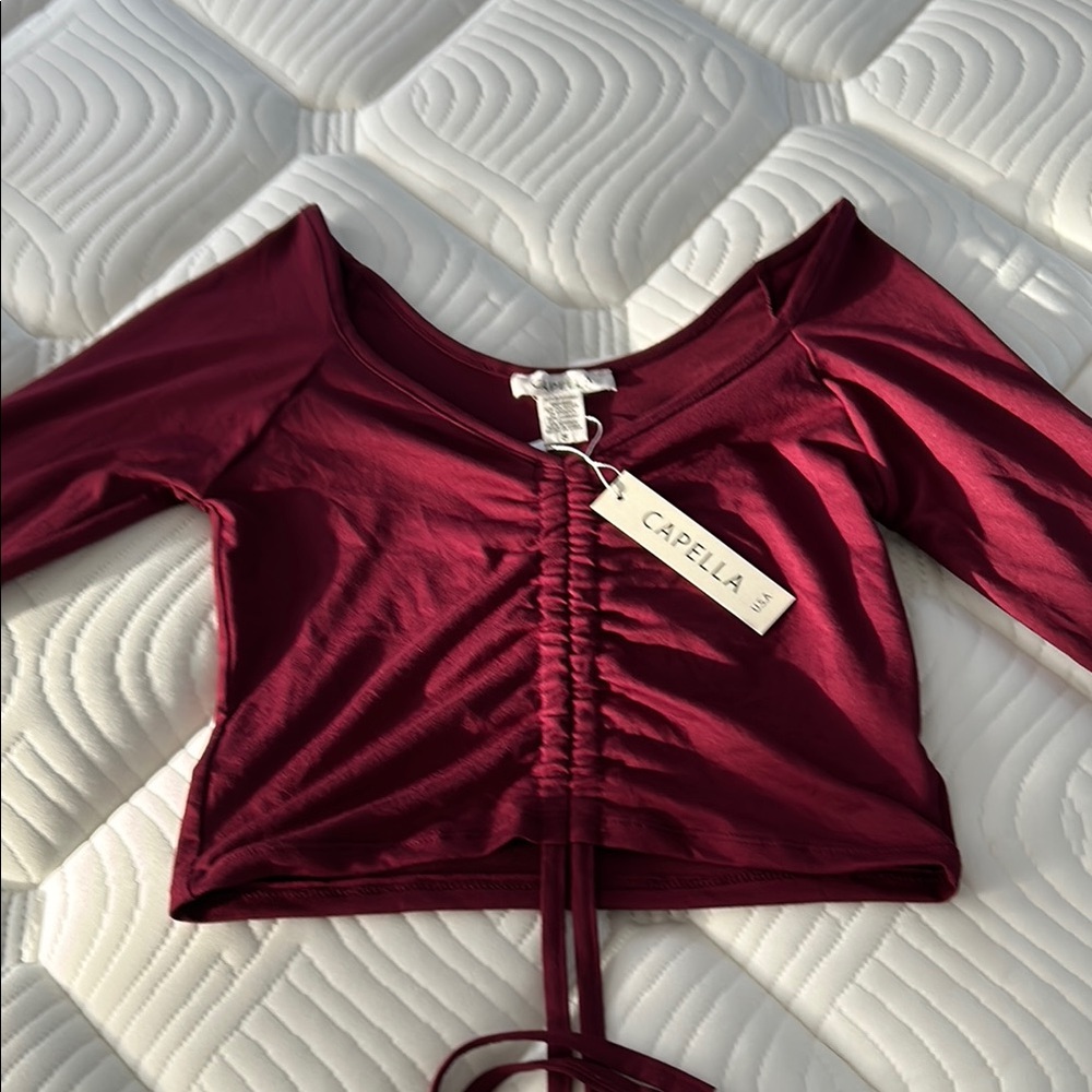 NWT Women's Burgundy Crop Top